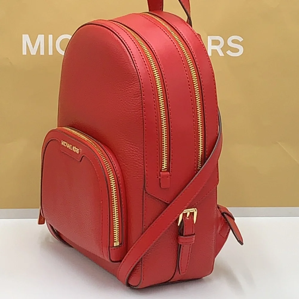 MICHAEL KORS JAYCEE MEDIUM ZIP POCKET BACKPACK COLOR: Bright Red NWT